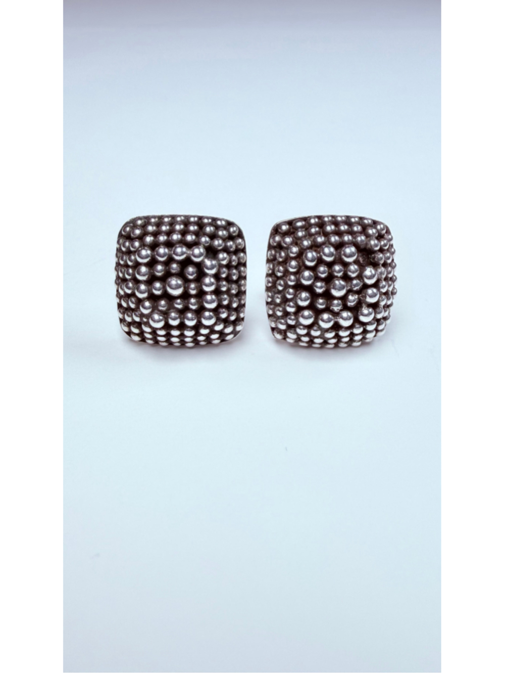 John Hardy Classic Dot Caviar Square Stud 925 Sterling Silver Earrings